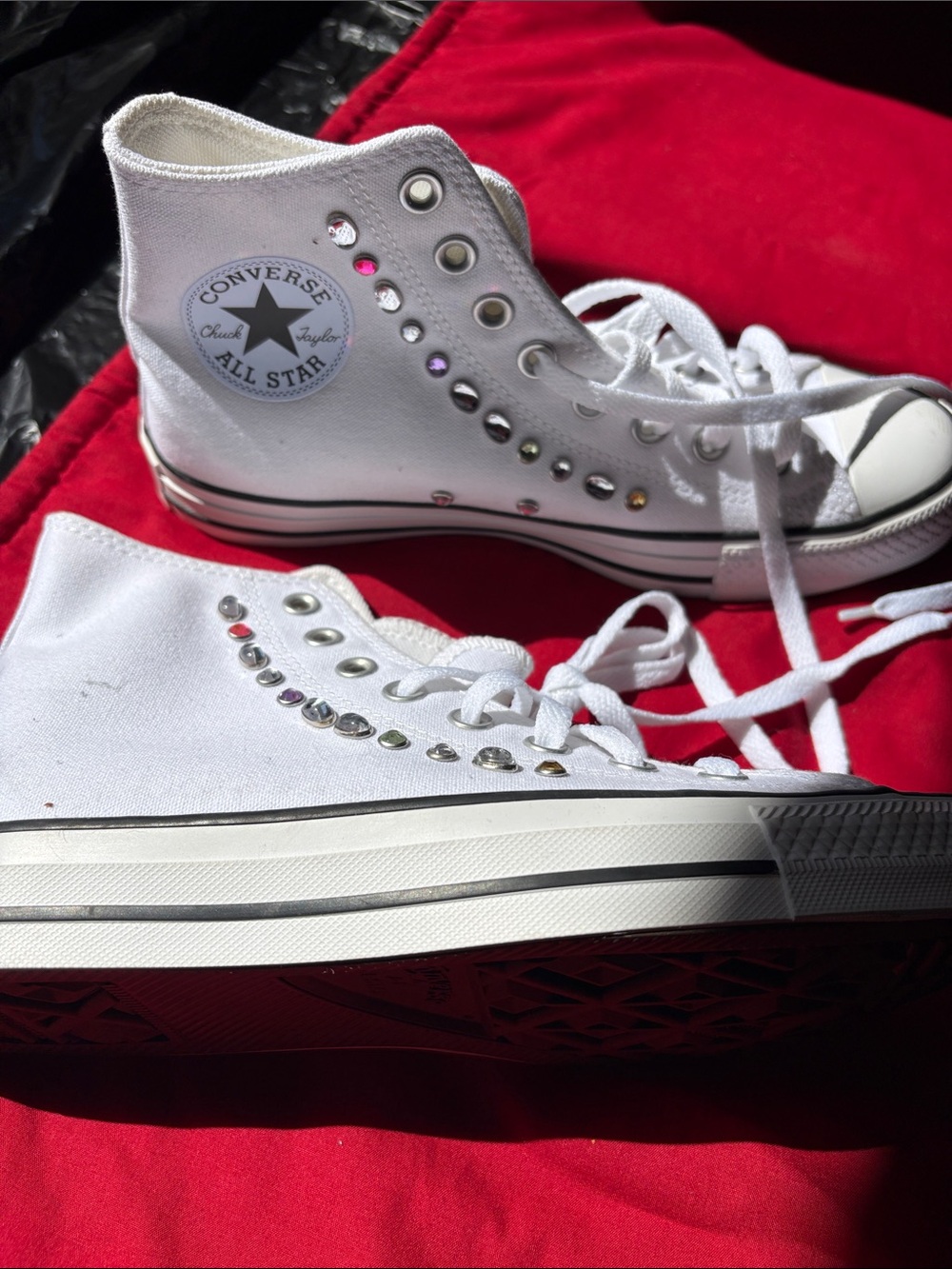 News Converse Chuck Taylor All Star White High Top Sneakers with Rhinestones